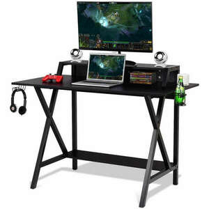 Gamer asztal fekete színben extrákkal kép