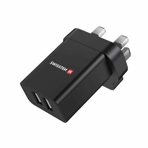 Hálózati adapter Swissten 2x USB 10, 5W UK számára, fekete kép