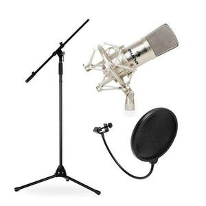 Auna CM001S, stúdió/színpadi mikrofon készlet, kondenzátoros mikrofon, állvány és szélvédő kép