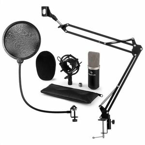 Auna CM003 mikrofon készlet V4 kondenzátoros mikrofon, XLR, mikrofon kar, POP szűrő, fekete kép