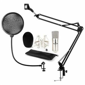 Auna auna CM001S mikrofon szett V4 kondenzátoros mikrofon, mikrofontartó kar, POP filter, ezüst kép