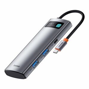 Baseus Metal Gleam HUB adapter USB-C - 2x USB, HDMI, TF, szürke (WKWG020113) kép