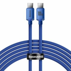 Baseus Crystal Shine kábel USB-C / USB-C 5A 100W 2m, kék (CAJY000703) kép