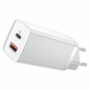 Baseus GaN2 Lite hálózati töltő adapter USB / USB-C 65W, fehér (CCGAN2L-B0 2) kép