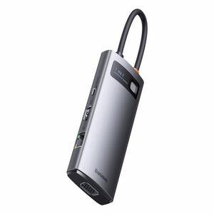 Baseus Metal Gleam USB-C HUB adapter 2x HDMI / 3x USB 3.2 / PD / RJ45, szürke (WKWG040113) kép