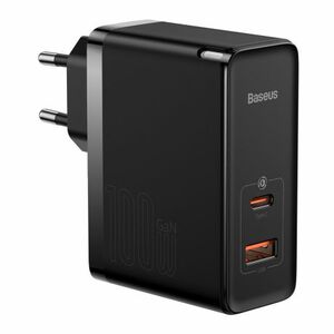 Baseus GaN5 Pro hálózati töltő adapter USB / USB-C 100W QC PD, fekete (CCGP090201) kép
