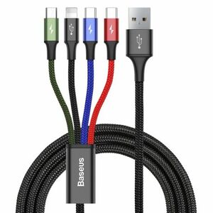 Baseus 4in1 kábel USB - 2x USB-C / Lightning / micro USB 3.5A 1.2m, fekete (CA1T4-B01) kép
