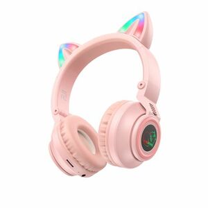 Borofone BO18 bluetooth fülhallgató macskafüllel, rózsaszín kép