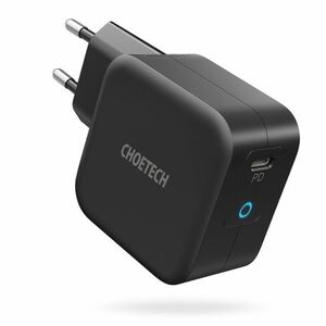 Choetech Q6006 GaN hálózati töltő adapter USB-C 60W PD + kábel USB-C / USB-C 1.8m, fekete (Q6006) kép