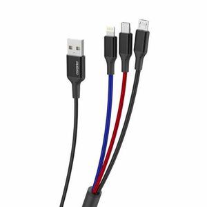 Dudao L10Pro 3in1 kábel USB - Lightning / USB-C / Micro USB 5A 38cm, fehér (L10pro) kép