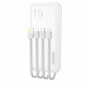 Dudao K6Pro Power Bank 10000mAh 2x USB + kábel USB / USB-C / Lightning / Micro USB, fehér (K6Pro-white) kép