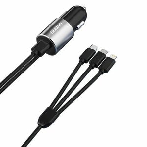 Dudao R5Pro autós töltő + kábel Lightning / USB-C / Micro USB 3.4A, fekete (R5ProN black) kép