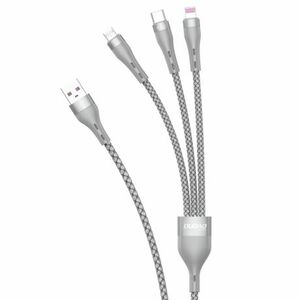 Dudao L20X 3in1 kábel USB - Lightning / microUSB / USB-C 65W 1.2m, szürke (L20X) kép