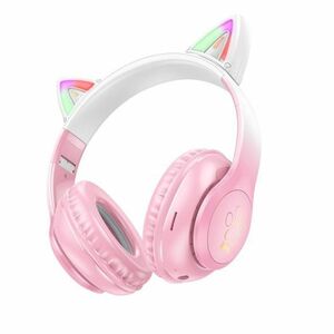 Hoco W42 bluetooth fülhallgató macskafüllel, rózsaszín kép