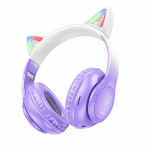 Hoco W42 bluetooth fülhallgató macskafüllel, lila kép