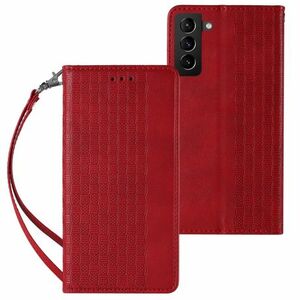 MG Magnet Strap bőr könyvtok Samsung Galaxy S22 Plus, piros kép