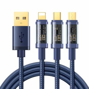 Joyroom 3in1 kábel USB - USB-C / Lightning / micro USB 3.5A 1.2m, kék (S-1T3015A5) kép