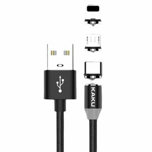 KAKU Magnetic 3in1 kábel USB - Lightning / USB-C / Micro USB 3A 1m, fekete (KSC-320) kép