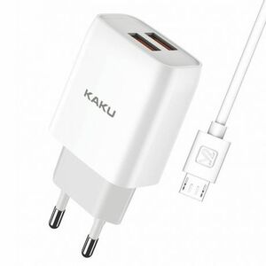 KAKU Charger hálózati töltő 2x USB 15W 2.4A + Micro USB kábel 1m, fehér (KSC-397) kép
