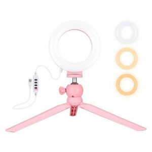 PULUZ Mini Selfie LED lámpa 4.7'' + állvány, rózsaszín (PKT3091F) kép