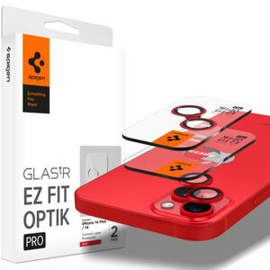 Spigen Ez Fit Optik 2x üvegfólia kamerára iPhone 14 / 14 Plus / 15 / 15 Plus, piros kép