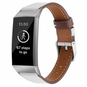 BStrap Leather Italy (Small) szíj Fitbit Charge 3 / 4, white (SFI006C02) kép