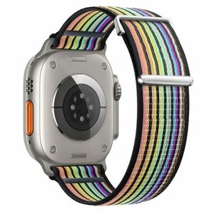 BStrap Velcro Nylon szíj Apple Watch 42/44/45mm, black rainbow (SAP016C18) kép