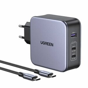 Ugreen CD289 GaN hálózati töltő adapter 2x USB-C / USB 140W + kábel USB-C, ezüst (90549) kép