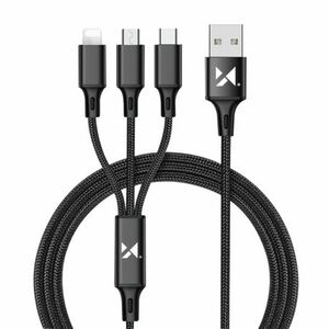 MG 3in1 kábel USB - USB-C/ Micro USB / Lightning 2.8A 1.25m, fekete kép