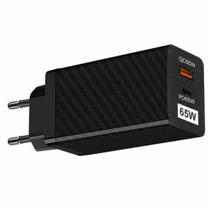 MG Fast GaN hálózati töltő adapter USB / USB-C 65W QC PD, fekete (WWCG01) kép