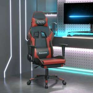 vidaXL műbőr Gamer szék lábtartóval - fekete-bordó kép