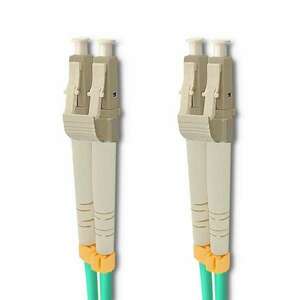 Qoltec 54077 száloptikás kábel 3 M LC/UPC OM3 Türkizkék kép