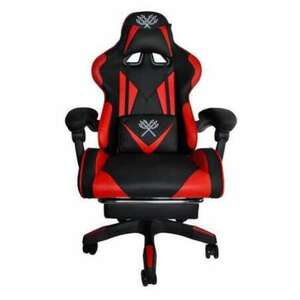 Gamer szék lábtartóval, fekete-piros - MS-985 kép