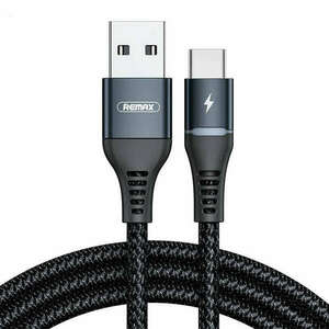 Cable USB-C Remax Colorful Light, 1m, 2.4A (black) kép