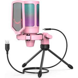 Fifine AmpliGame A6V RGB Mikrofon - Rózsaszín kép