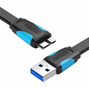 Flat USB 3.0 A to Micro-B cable Vention VAS-A12-B100 1m Black kép
