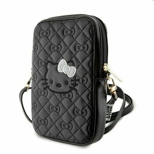 Hello Kitty PU Leather Quilted Pattern Kitty Head Logo Phone Bag, fekete kép