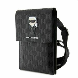 Karl Lagerfeld Saffiano Monogram Wallet Phone Bag Ikonik NFT, fekete kép
