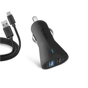 SBS car charger 2xUSB/USB-C, 1m, 2, 1A, black kép