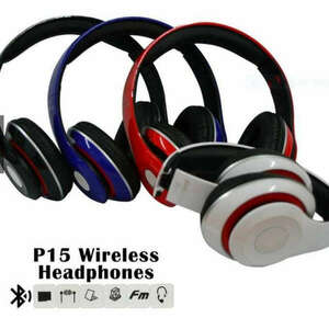Bluetooth fejhallgató mikrofonal , rádio fm és SD kártya , P15 Piros kép