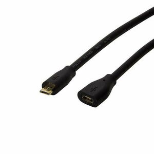 Logilink USB 2.0 kábel, Micro-USB/M - Micro-USB/F, fekete, 2 m kép