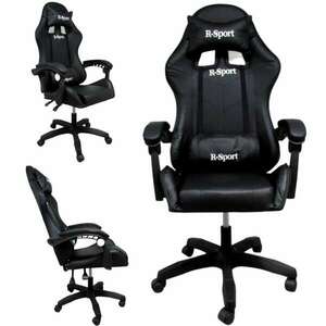 R-Sport Gamer szék deréktámasszal és masszázs funkcióval - fekete kép