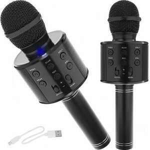 Karaoke mikrofon, beépített hangszóróval - fekete kép
