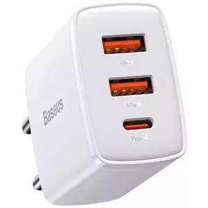 Töltő Baseus Compact Quick Charger, 2xUSB, USB-C, PD, 3A, 30W (white) kép