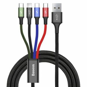 Baseus Rapid 4in1 kábel USB - Lightning / USB-C / 2x Micro USB 3.5A 1.2m, fekete (CA1T4-C01) kép