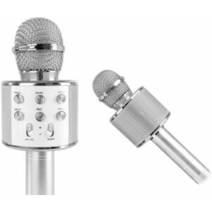Karaoke mikrofon Bluetooth hangszóróval - ezüst kép