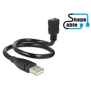Delock kábel USB 2.0 Type-A apa > USB 2.0 Micro-B anya ShapeCa... kép