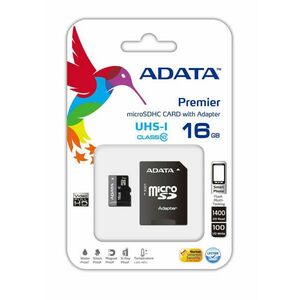 Adata AUSDH16GUICL10-RA1 memóriakártya MicroSDHC 16GB + Adapter U... kép