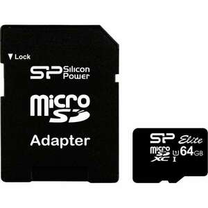 Silicon Power 64GB microSD+adapter, UHS1 (SP064GBSTXBU1V10SP) (SP... kép