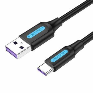 USB 2.0 A és USB-C 5A kábel Vention CORBF 1m fekete PVC kép